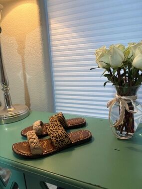 Sam Edelman Gage Braided Leopard Print Slide Sandals
